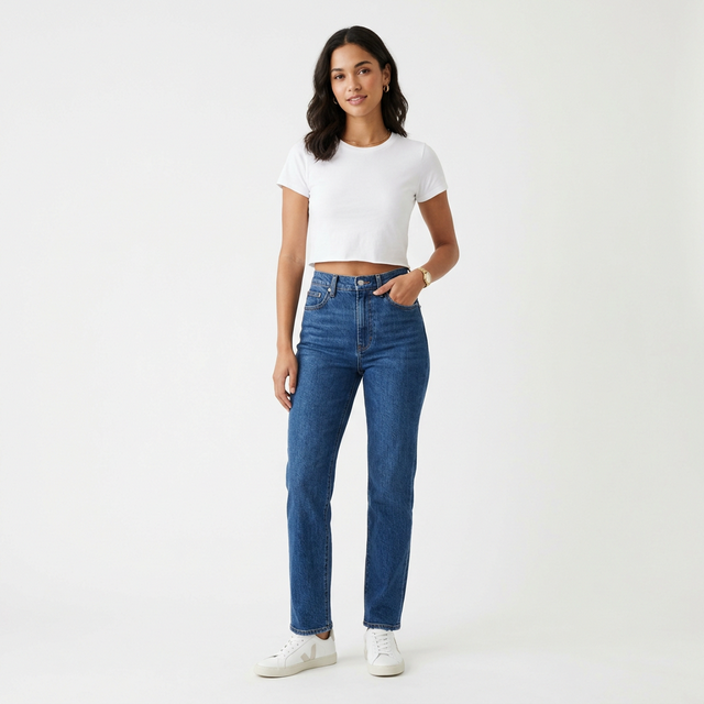 High Rise Straight Fit Jeans