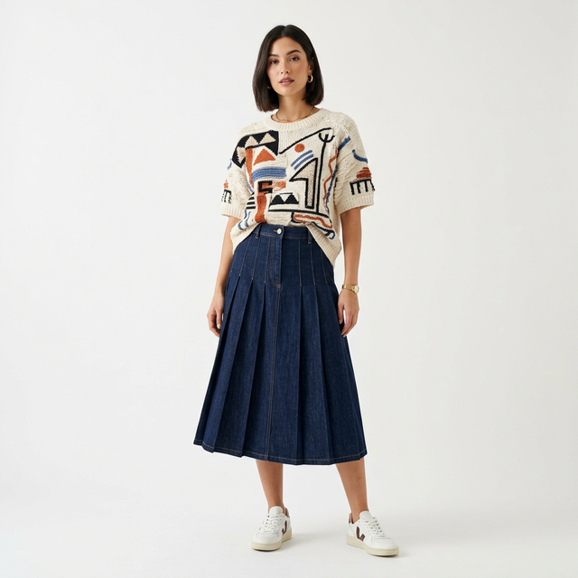 Textured Graphic Knit T-Shirt